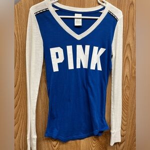 Pink Logo Long Sleeve Blue